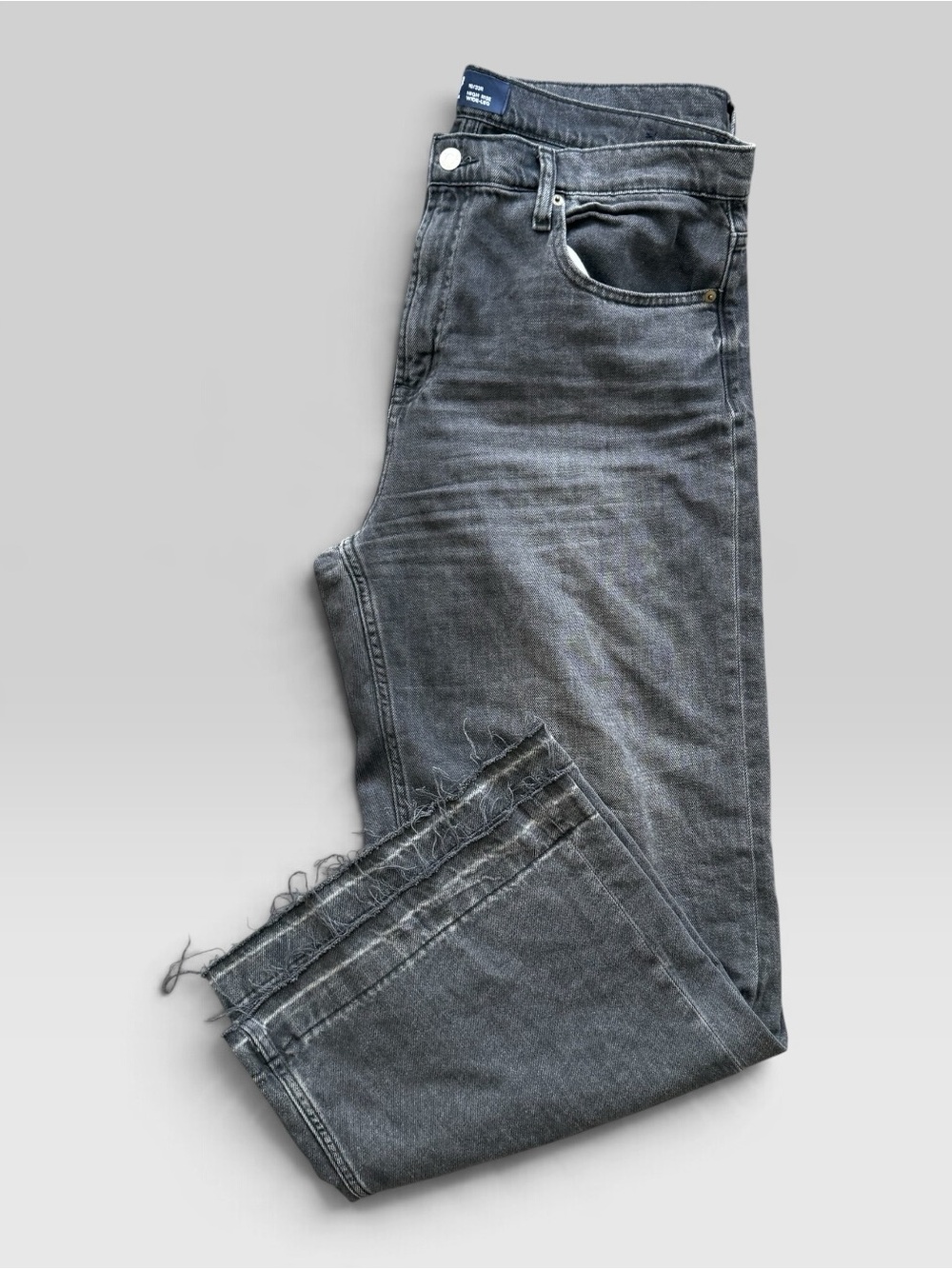GAP Gray Washed Wide Leg Raw Hem Jeans Size 16 - Picture 6 of 8